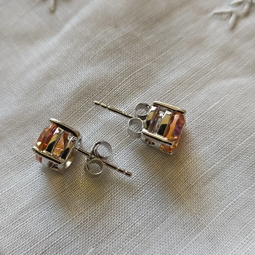 Rainbow Topaz Sterling Silver Studs - Picture 2 of 8